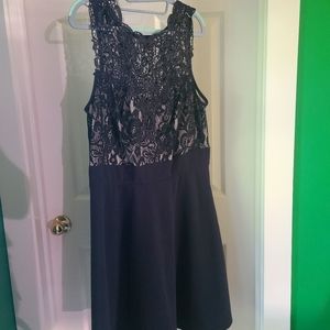 Black Dress with beige under fabric